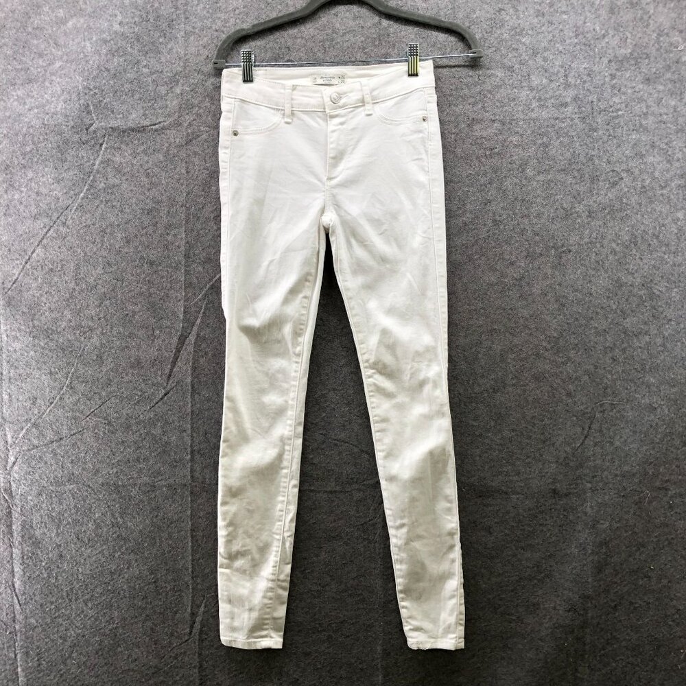 Abercrombie & Fitch White Skinny Jeans‎ Womens 25x29 0R Stretch Low Rise